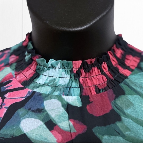 Torrid Butterfly Floral Print Midi Chiffon Mock Neck Skater Dress Size 1 1XL NWT - Picture 10 of 13